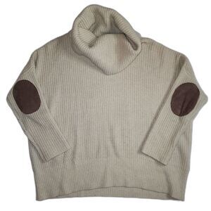 Autumn Cashmere Beige Wool Cashmere Blend Oversized Turtleneck Sweater Size XS